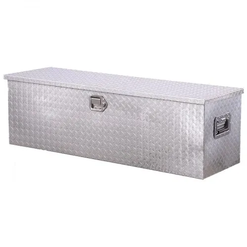 VEVOR Werkzeugkasten aus Aluminium für die Ladefläche mit seitlichem Griff & Schlossschlüsseln, Aufbewahrungs-Werkzeugkiste für Anhänger Pickup Wohnmobil (1244,6 x 381 x 381 mm) Silber – Bild 9