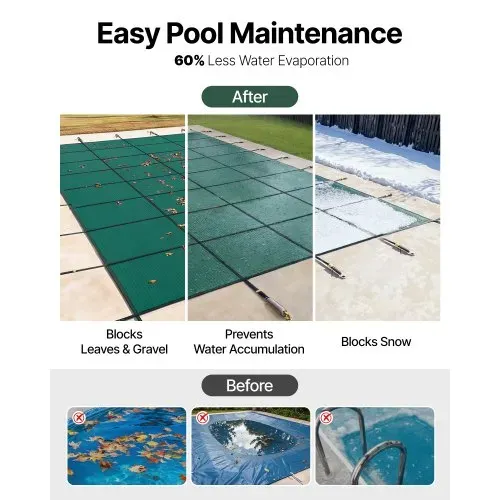 VEVOR Poolabdeckung, passend für 6,7x12,2 m Rechteckige Eingelassene Winterabdeckplane, Solide Pool-Sicherheitsabdeckung für Schwimmbad, Winter-Sicherheitsabdeckung – Bild 4
