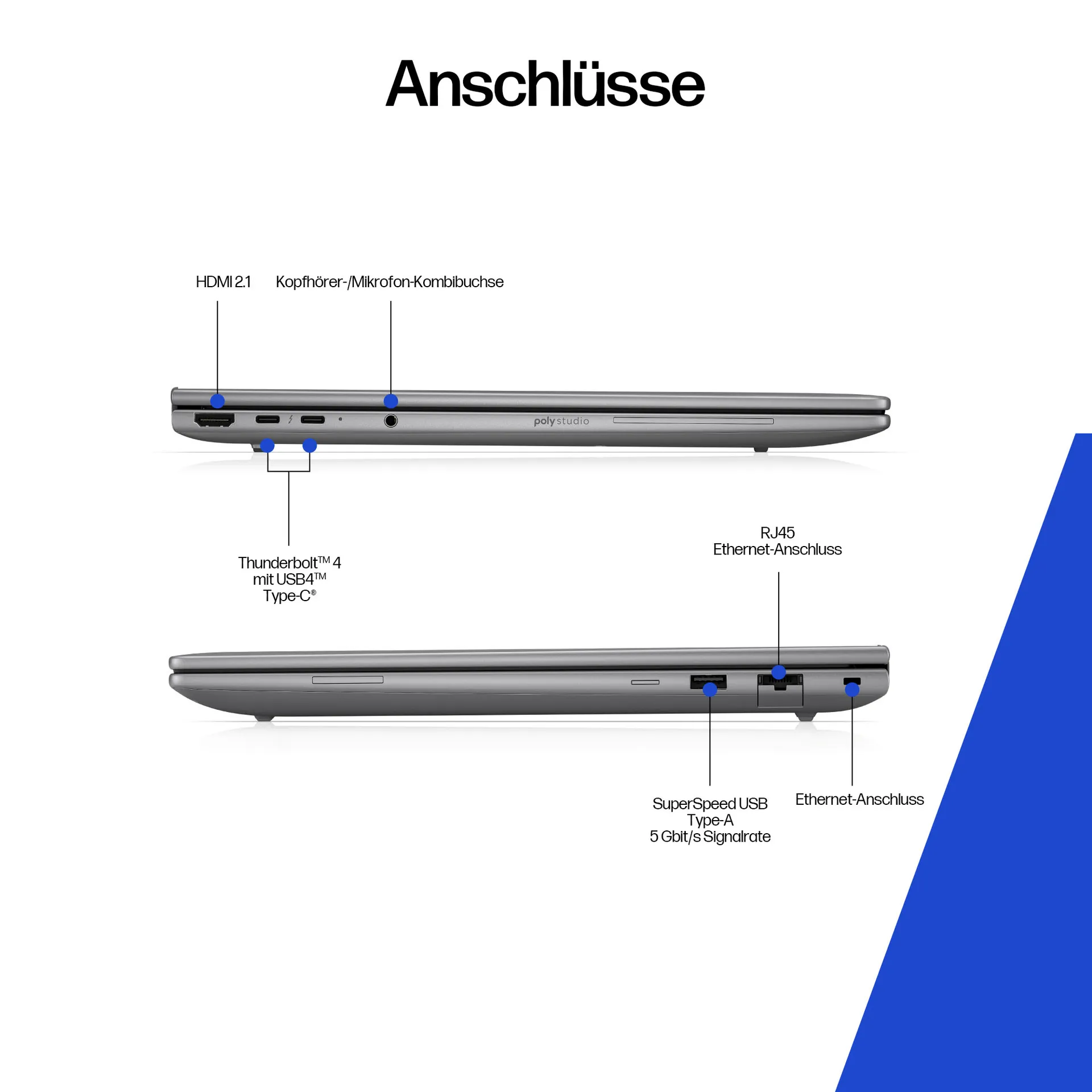 HP ZBook 8 G1ak Copilot+ PC AMD Ryzen AI 7 PRO 350 Mobiler Arbeitsplatz 35,6 cm (14") Touchscreen WUXGA 32 GB DDR5-SDRAM 1 TB SSD Wi-Fi 7 (802.11be) Windows 11 Pro AI Workstation, AI PC Silber – Bild 5