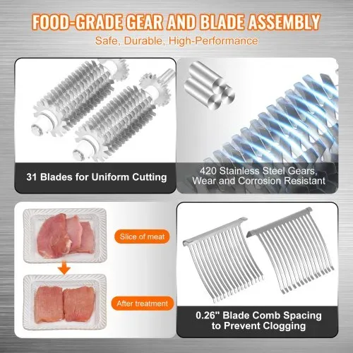 VEVOR Fleischzartmacher Maschine 445x300x245mm Fleisch Tenderizer Fleischklopfer Klingen aus 420 rostfreiem Stahl Steakklopfer für Hähnchen Rind Schwein Steak Küche Zuhause Restaurant Kochzubehör – Bild 2