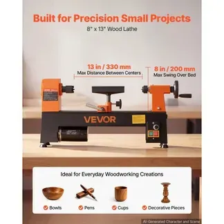 VEVOR Drechselbank 20 x 33 cm 1/3 PS Tischdrehbank für Weich- und Hartholz, Anfänger und Hobbybastler, mit Variabler Drehzahl (150 bis 3200 U/min), Überstromschutz und Zubehörset für Holzarbeiten VEVOR Drechselbank 20 x 33 cm 1/3 PS Tischdrehbank für Weich- und Hartholz, Anfänger und Hobbybastler, mit Variabler Drehzahl (150 bis 3200 U/min), Überstromschutz und Zubehörset für Holzarbeiten