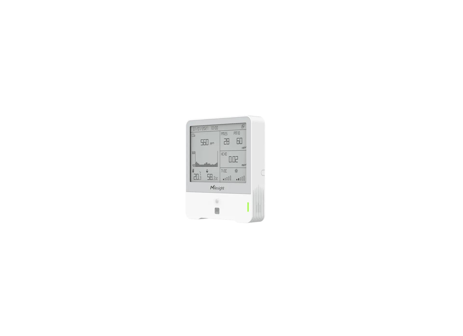 Milesight IoT Indoor Ambience Monitoring Sensor, AM319-868M-HCHO LoRaWAN / Temp. / Humidity / CO2 / PIR / Light / TVOC / hPA / PM 2.5 / PM10 / HCHO /E-Ink Display Milesight IoT Indoor Ambience Monitoring Sensor, AM319-868M-HCHO LoRaWAN / Temp. / Humidity / CO2 / PIR / Light / TVOC / hPA / PM 2.5 / PM10 / HCHO /E-Ink Display