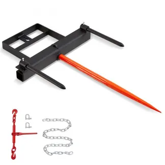 VEVOR Frontladerzinken 725 kg Tragfähigkeit Ballenzinken Ballenspieß Ballentransportgabel mit einem Spieß (ca. 1 m) & zwei stabilisierenden Stangen (ca. 44 cm) kompatibel mit Kompaktladern & Traktoren VEVOR Frontladerzinken 725 kg Tragfähigkeit Ballenzinken Ballenspieß Ballentransportgabel mit einem Spieß (ca. 1 m) & zwei stabilisierenden Stangen (ca. 44 cm) kompatibel mit Kompaktladern & Traktoren