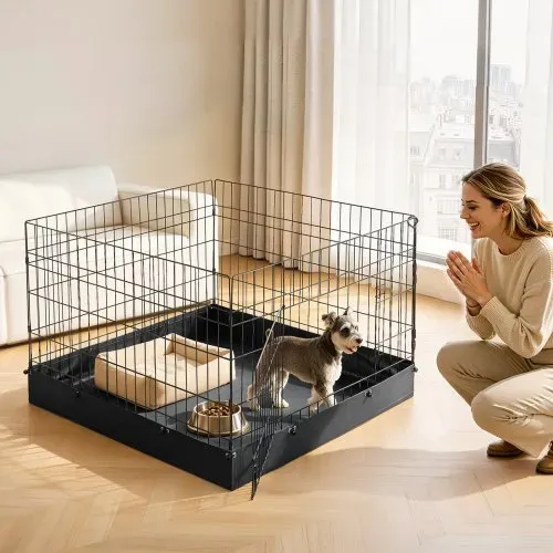 VEVOR Welpenauslauf Welpenlaufstall Hundeauslauf 61cm 4-tlg. mit Bodenmatte, Spielplatz für Kleine Hunde Katzen & Andere Kleintiere Faltbar Durch die Verschiedenen Formen Vielfältig Einsetzbar – Bild 7