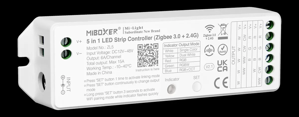 MiBoxer ZL5 LED Controller 5in1 RGB-WW (RGB-CCT) DC12~48V Zigbee 3.0/2.4G – Bild 3