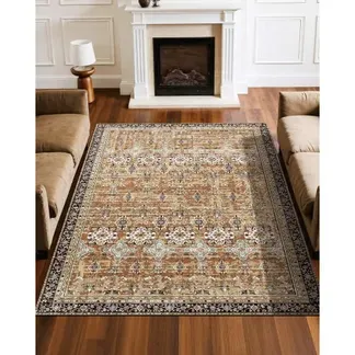 VEVOR Flächenteppich, 1829×2743 mm, Kurzflor, waschbarer Teppich, rutschfester Wohnzimmerteppich im Vintage-Stil, Innenmatte für Schlafzimmer, Wohnzimmer, Kinderzimmer, Eingangsbereich, Braungrün VEVOR Flächenteppich, 1829×2743 mm, Kurzflor, waschbarer Teppich, rutschfester Wohnzimmerteppich im Vintage-Stil, Innenmatte für Schlafzimmer, Wohnzimmer, Kinderzimmer, Eingangsbereich, Braungrün