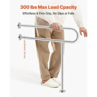 VEVOR Aufstehhilfe Toilette, 780x76x800 mm, Wandstützgriff für Behinderte, Handikap Haltegriff aus Edelstahl 304, mit Anti-Rutsch-Griff, Sicherheitshandlauf mit Stützbein & Tragkraft 136 kg VEVOR Aufstehhilfe Toilette, 780x76x800 mm, Wandstützgriff für Behinderte, Handikap Haltegriff aus Edelstahl 304, mit Anti-Rutsch-Griff, Sicherheitshandlauf mit Stützbein & Tragkraft 136 kg