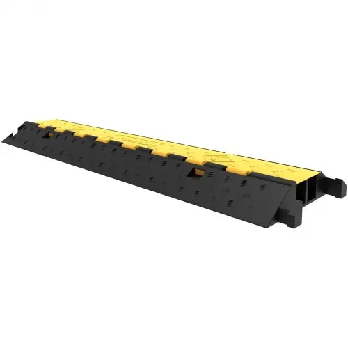 VEVOR Kabelschutzmatte Kabelkanal schwarz Kabelkanal außenbereich 2 Kanal strapazierfähig 66.000 lb Tragkraft Kabel Draht Schnur Abdeckung Rampe Speed Bump Auffahrt 103x25,5x5 cm – Bild 9