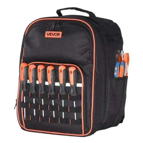 VEVOR Werkzeugrucksack, 49 Taschen, Werkzeug-Aufbewahrungs-Organizer, Backpack mit Laptopfach und verstärktem Stoffboden, Baustellenrucksack, Werkzeugtasche für Elektriker, Handwerker – Bild 10
