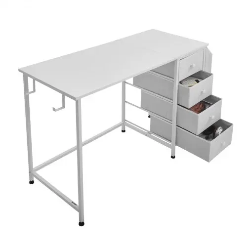 VEVOR Computertisch Bürotisch Schreibtisch (120 x 50 cm Tischplatte), moderner Arbeitstisch mit Stoffschubladen & 99 kg Tragkraft & Aufbewahrungshaken für Homeoffice Arbeitszimmer Wohnzimmer, Weiß – Bild 9