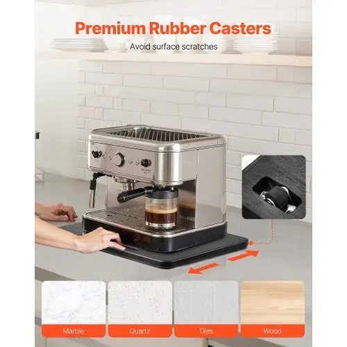 VEVOR Gleitbrett, 26,7x33 cm, Brett mit Gummirädern & hohlem Griff, einfach zu reinigen, Slider-Brett, Geräte-Rollbrett, leicht bewegliche Unterlage für Kaffeemaschine, Küchenmaschine, Schwarz – Bild 4