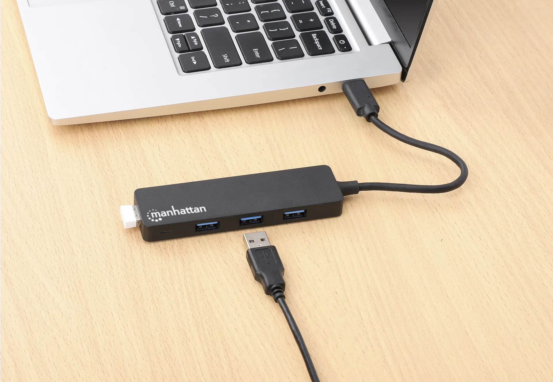 Manhattan 4-Port USB 3.2 Gen 1 Hub, USB-C-Stecker auf 4 x USB-A-Buchse, 5 Gbit/s Datenübertragungsraten, Stromversorgung über USB, schwarz – Bild 5