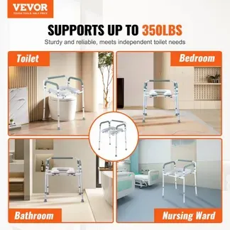 VEVOR Toilettenstuhl Nachtstuhl mit Gepolsterter Sitzfläche & Armlehnen, 7-stufig höhenverstellbar, 5,8 L Abnehmbarer Eimer, Einfach zu Montieren, 158 kg Fassungsvermögen, Erhöhter Toilettensitz VEVOR Toilettenstuhl Nachtstuhl mit Gepolsterter Sitzfläche & Armlehnen, 7-stufig höhenverstellbar, 5,8 L Abnehmbarer Eimer, Einfach zu Montieren, 158 kg Fassungsvermögen, Erhöhter Toilettensitz