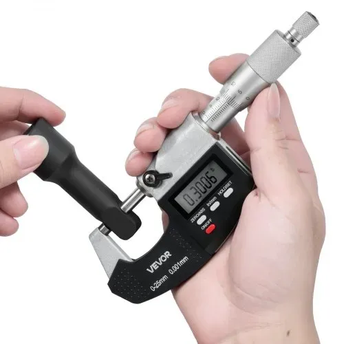 VEVOR Mikrometer, Digitale Bügelmessschraube, Messbereich 0–25,4 mm, Auflösung 0,001 mm, Höchste Präzision 0,003 mm Genauigkeit, LCD-Display, Zoll/mm-Umschaltung, Hartmetallspitze, mit Koffer – Bild 10