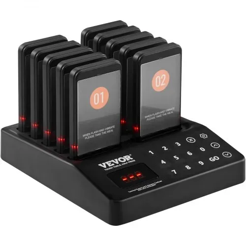 VEVOR Restaurant-Pager-System, Kabelloses Warteschlangensignal mit 400 m Reichweite, Piepser zur Rufannahme von Gästen mit Vibration und Blinken, 10 Pager für Imbisswagen, Kirche, Kindergarten – Bild 10