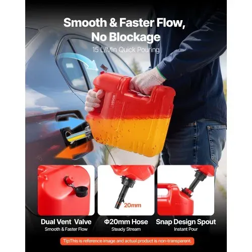 VEVOR Kraftstoff Kanister, 9,5 L, Benzinkanister mit Ausguss & klarer Skala, max. Durchflussrate 15L/min, Flüssigkeitsbehälter für die meisten Autos, Motorräder, ATVs & UTVs, rot, 1 Stk. – Bild 3
