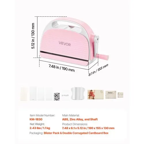 VEVOR Manuelle Stanz- & Prägemaschine-Set, 76 mm Schnittbreite, Inkl. Stanzformen, Prägefoldern, Papierbögen, Schneideplatten, für Scrapbooking, Kartenherstellung & Bastelarbeiten – Bild 6
