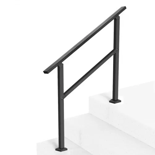VEVOR Handlauf 103 cm, Treppengeländer-Set für 2–3 Stufen, schwarzes Vierkantrohr mit horizontaler Stange, Stützgeländer aus Karbonstahl für Senioren, Beton- & Decktreppen – Bild 8