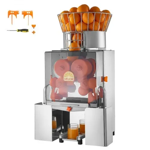 VEVOR Gewerbliche Orangenpresse Edelstahl Zitruspresse 120 W PC-Abdeckung, Saftpresse für bis zu 20 Orangen pro Minute, Entsafter für Zitronen Zitrusfrüchte Granatäpfel mit 2 Schalenbehältern – Bild 8