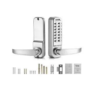 VEVOR mechanisches schlüsselloses Türschloss mit einseitiger Tastatur (14 Tasten), schlüsselloses Türschloss mit Griff, Codeschloss für Haus Büro Außenzaun Hof Silber (35-65 mm starke Tür) VEVOR mechanisches schlüsselloses Türschloss mit einseitiger Tastatur (14 Tasten), schlüsselloses Türschloss mit Griff, Codeschloss für Haus Büro Außenzaun Hof Silber (35-65 mm starke Tür)