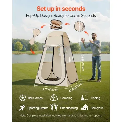 VEVOR Sportzelt, 1200 x 1200 x 1900 mm, Pop-up-Zelt für 1 Person, Zelt für den Außenbereich mit Bodenmatte und Abdeckung, Campingunterstand für Veranstaltungen, Angeln, Jubeln VEVOR Sportzelt, 1200 x 1200 x 1900 mm, Pop-up-Zelt für 1 Person, Zelt für den Außenbereich mit Bodenmatte und Abdeckung, Campingunterstand für Veranstaltungen, Angeln, Jubeln