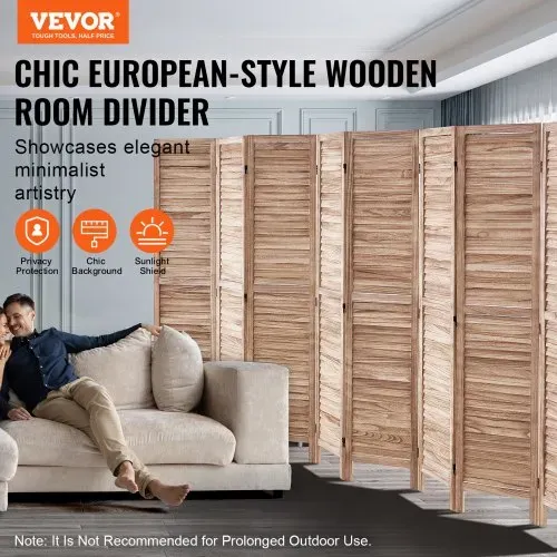 VEVOR Raumteiler Paravent 8-teiliger faltbarer Sichtschutz, 325 cm langer Raumteiler, tragbarer Dekorationsschirm zur Raumtrennung mit europäischem Still für Restaurant Schlafzimmer Holzfarbe VEVOR Raumteiler Paravent 8-teiliger faltbarer Sichtschutz, 325 cm langer Raumteiler, tragbarer Dekorationsschirm zur Raumtrennung mit europäischem Still für Restaurant Schlafzimmer Holzfarbe