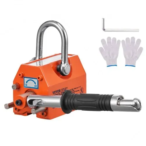 VEVOR Lasthebemagnet Kranmagnet (100 kg Tragfähigkeit, 250 kg Zugkraft, -40 bis 80 ℃), Handgesteuertes Gabelanheben Magnetlifter Magnetheber Gelb Neodymium Lifting Magnet Werkzeug – Bild 8