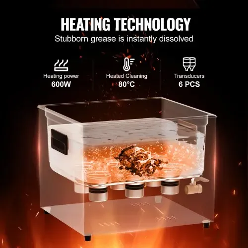 VEVOR 1 5L Ultraschallreiniger, 360 W digitales Ultraschallreinigungsgerät mit Schonmodus, 40 kHz industrieller Ultraschallreiniger mit Heizung und Timer für Halter, Schmuck, Werkzeuge – Bild 2