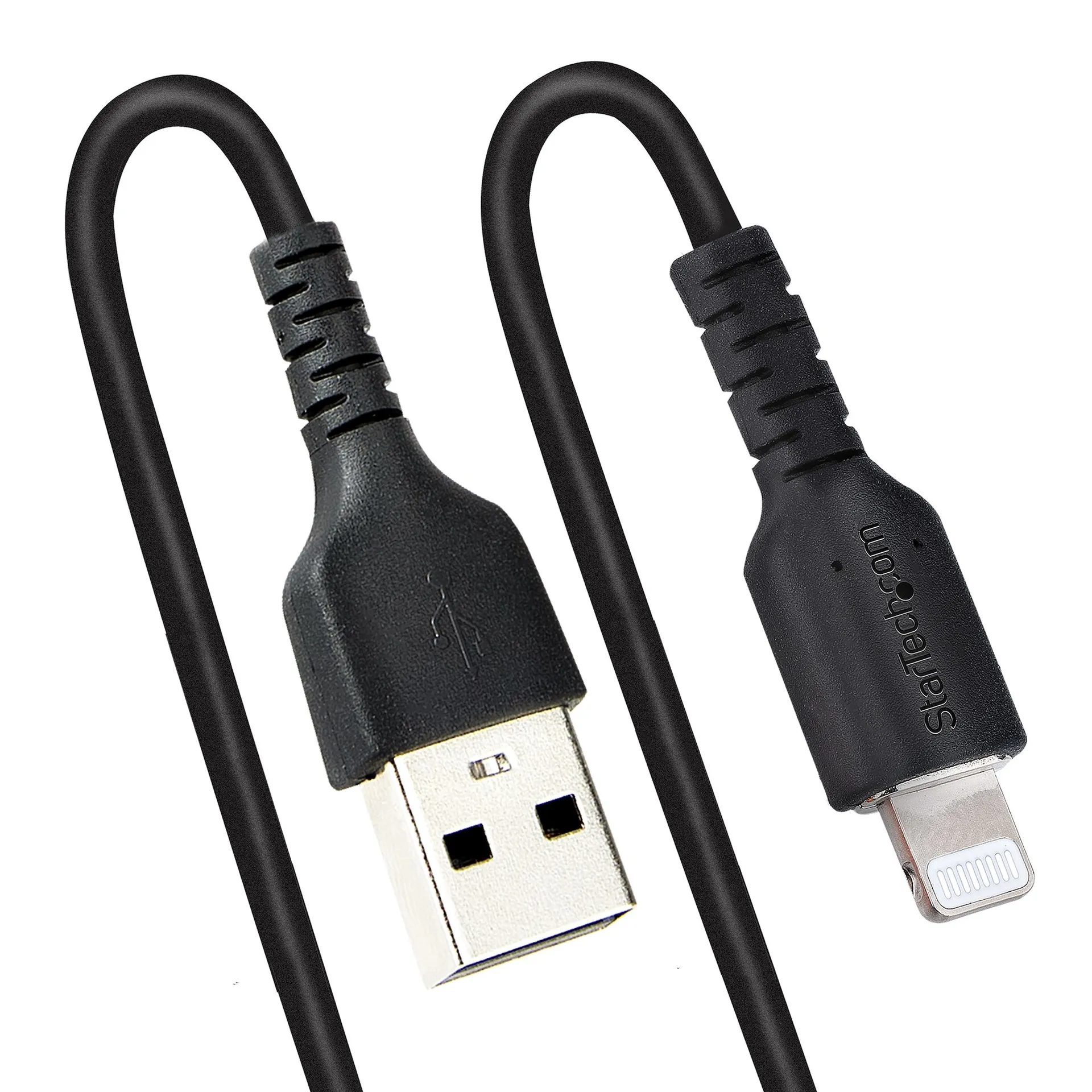 StarTech.com 1m USB auf Lightning Kabel, Spiralkabel, MFi zertifiziert, Schnellladekabel für iPhone/iPad, Schwarz, robuster TPE Mantel mit Aramidfaser, USB 2.0 Kabel, Laden und Synchronisieren – Bild 5