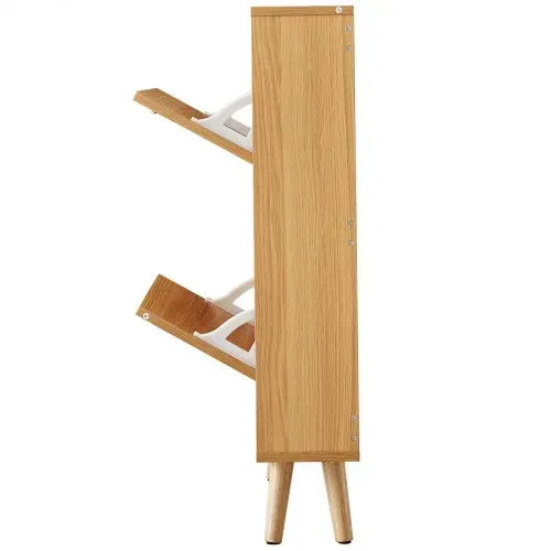 VEVOR Schuhschrank Schmal, Schuhregal Holzfarbe, 600 x 168 x 877 mm Schuhkipper mit 2 Klappen + oberem Staufach, Schuhkommode 36,28 kg Tragfähigkeit, Aufbewahrungsschrank Schuh Massivholz für Flur – Bild 10