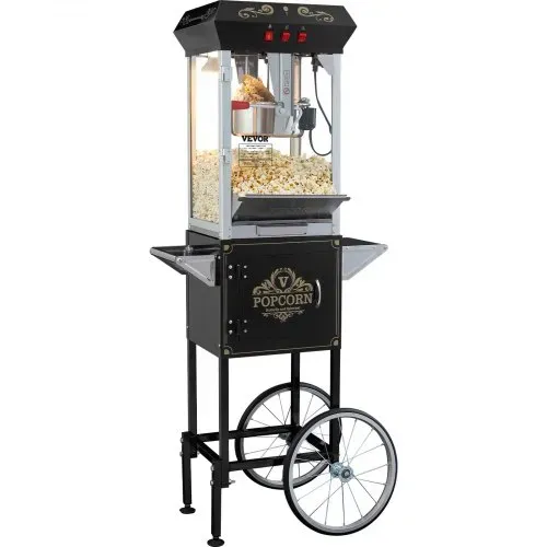 VEVOR Popcornmaschine Popcornautomat mit Wagen 850 W Popcorngerät, 8 oz Kessel für 48 Tassen pro Ladung, Popcornmaschine mit gehärtetem Glas inkl. 4 Schaufeln Kino-Stil Restaurant Schwarz – Bild 8