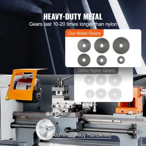 VEVOR Metalldrehmaschine 500W Drehbank Metall 18x36cm Tischdrehbank aus HT200-Gusseisen 0–2200U/min Poly-V-Riemen-Übertragung 20mm Bohrung durch die Spindel Geeignet für 0,5-2,5mm Gewinde – Bild 5