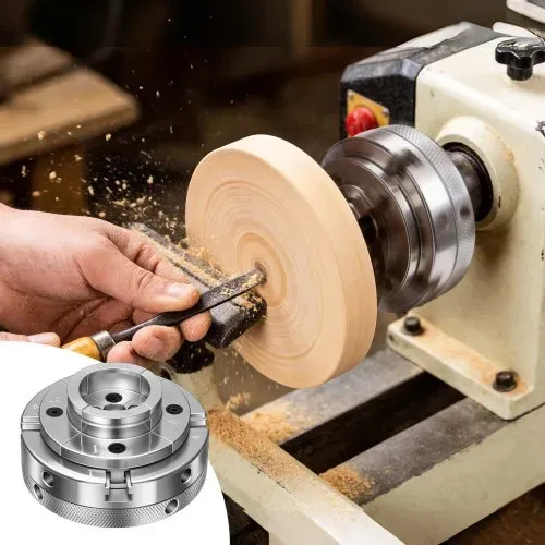 VEVOR 4 Zoll Drechselfutter 4 Backen Zentrierfutter mit 1 Zoll x 8 TPI Gewinde & Adapter, Vernickelte Oberfläche Spannbacken Hochfester Stahl, Spreizen und Klemmen für die Holzbearbeitung – Bild 7