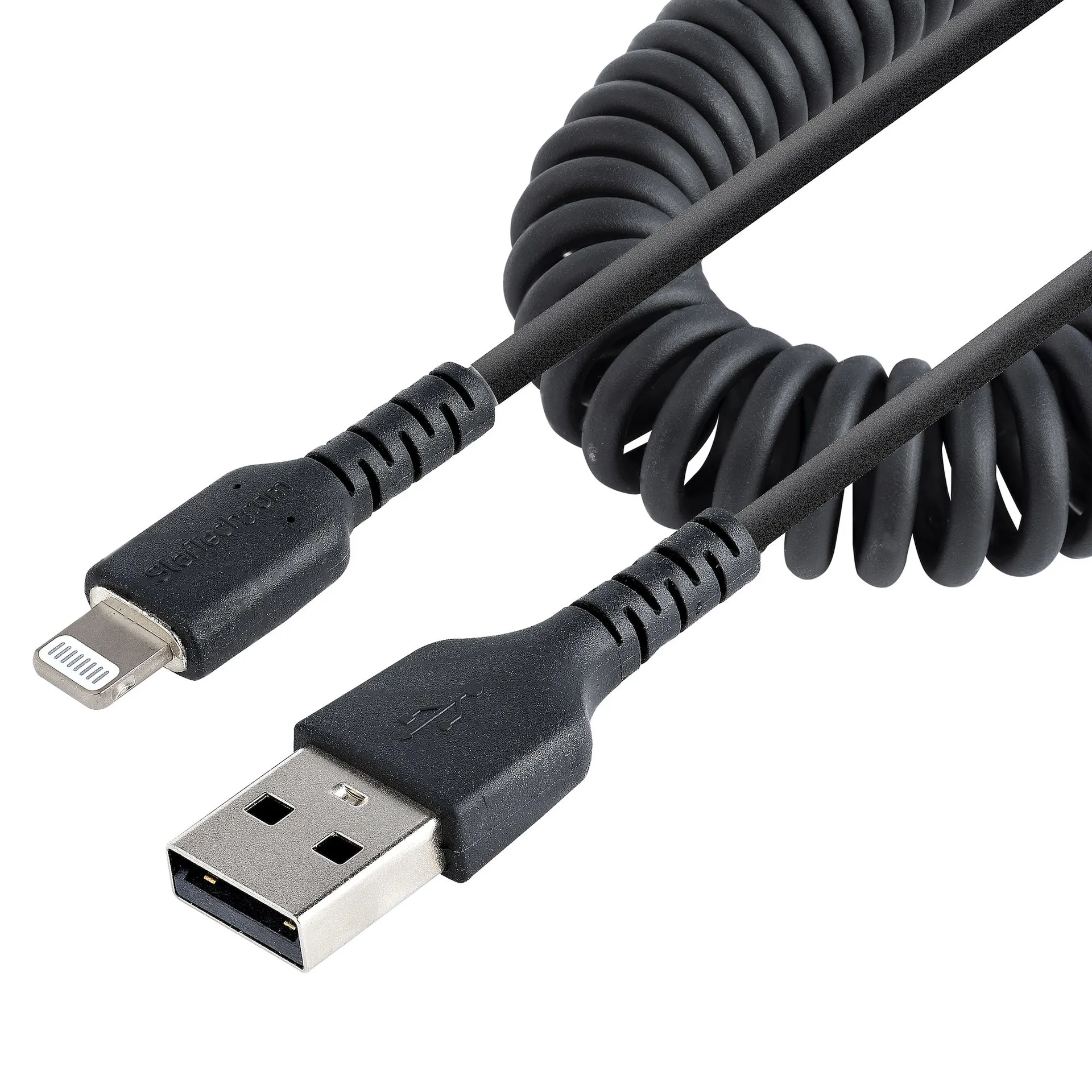 StarTech.com 1m USB auf Lightning Kabel, Spiralkabel, MFi zertifiziert, Schnellladekabel für iPhone/iPad, Schwarz, robuster TPE Mantel mit Aramidfaser, USB 2.0 Kabel, Laden und Synchronisieren StarTech.com 1m USB auf Lightning Kabel, Spiralkabel, MFi zertifiziert, Schnellladekabel für iPhone/iPad, Schwarz, robuster TPE Mantel mit Aramidfaser, USB 2.0 Kabel, Laden und Synchronisieren