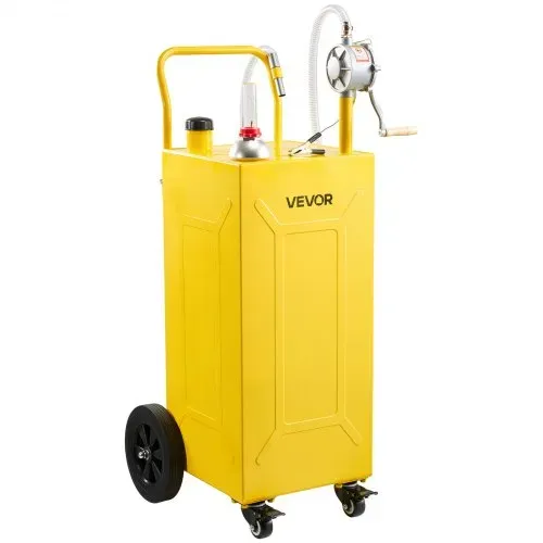 VEVOR 113,6L Kraftstofftrolley Mobile Tankanlage mit Manueller Pumpe Gelb, Tragbarer Kraftstoffkanister für Auto Rasenmäher Boot, Mit 4 Rollen & Ölstandsanzeige, Für Benzin & Diesel, Kohlenstoffstahl – Bild 9