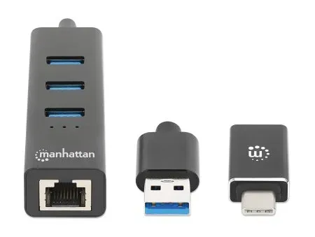 Manhattan 180894 Schnittstellen-Hub USB 3.2 Gen 1 (3.1 Gen 1) Type-A + Type-C 5000 Mbit/s Schwarz – Bild 3