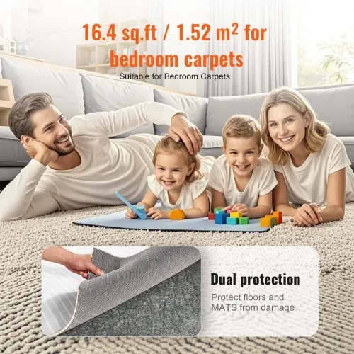 VEVOR Teppichbelag, 244x306cm, Teppichfliesen, schützende Polsterung aus Gummi für Teppiche, 0,6cm dick – Anti-Rutsch-Matte aus Filz mit doppelter Oberfläche, Bodenbelag, sicher für alle Böden, grau – Bild 5