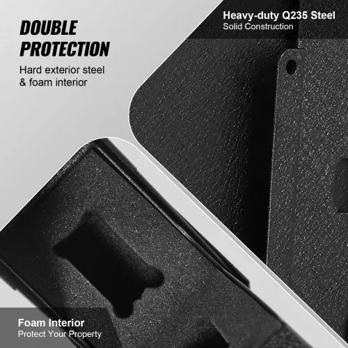 VEVOR Waffentresor Pistolentresor Wandmontiert, 1 Pistole Pistolentresor Fingerabdruck, Schlüssel oder Passwort Waffensafe Kaltgewalzter Stahl, 370 x 190 x 86 mm Waffenschrank Wandtresor – Bild 4