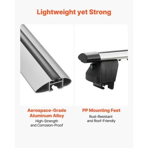 VEVOR 2 x Dachgepäckträger Querträger 75 kg Tragkraft, Abschließbare Dachträger für PKW SUV, Passend für Erhöhte & Bündige Dachreling, 180-1035 mm Relingabstand, für Dachbox Kanu Fahrrad Transportkorb – Bild 3