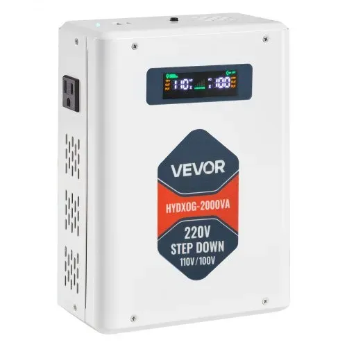 VEVOR Spannungswandler Abwärts, 2000 VA, Hochleistungs-Konverter, 220 V auf 110 V Leistungstransformator, mit 2 US-Steckdosen, USB-Ausgang, LCD-Display, Temperaturschutz, für 110-V-Geräte – Bild 9