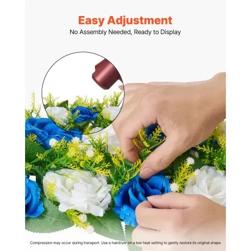 VEVOR Kunstblumen, 10 Stück, 500x220x120 mm, Blumenkugeln, Tischdekoration für Hochzeiten, Kunstrosen-Arrangements für Hochzeitsmittelstücke, Heimdekoration, blaue und weiße Rosen – Bild 4