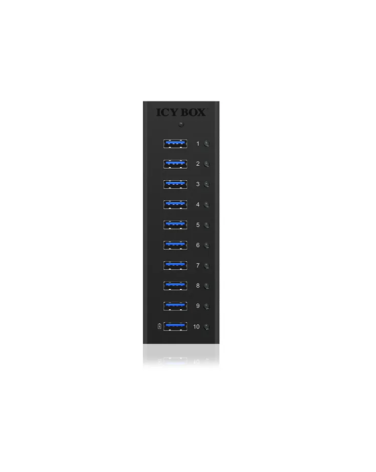 ICY BOX IB-AC6110, 10 Port USB 3.2 Gen 1 Hub, inkl. Ladeport, Aluminium Gehäuse mit Netzteil – Bild 5