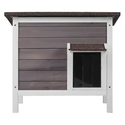 VEVOR Katzenhaus für draußen, wetterfest, Unterschlupf für Wildkatzen für mehrere Katzen, Katzen-/Kaninchenhaus aus Holz für draußen, rundum schaumisoliert, offenes Dach, Türklappen aus PVC, 61 x 50 x 53 cm (L x B x H) – Bild 8