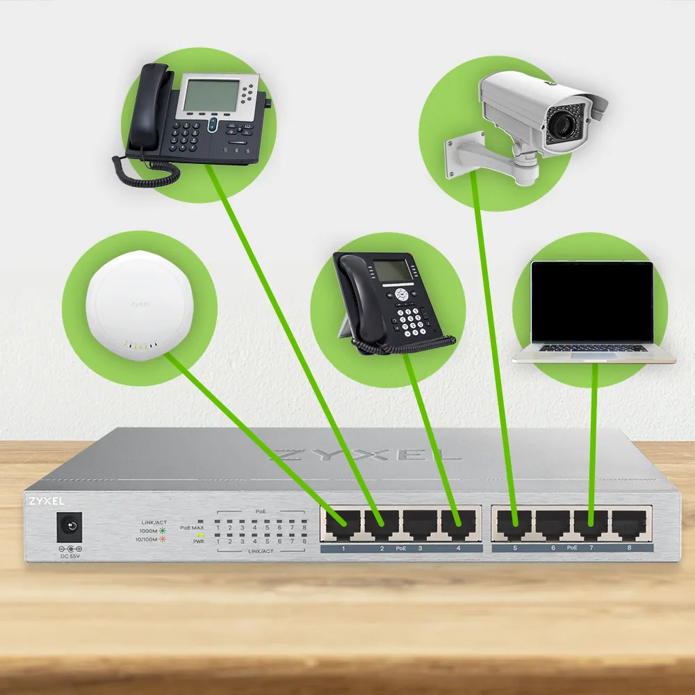 Zyxel GS1008HP Unmanaged Gigabit Ethernet (10/100/1000) Power over Ethernet (PoE) Grau – Bild 7
