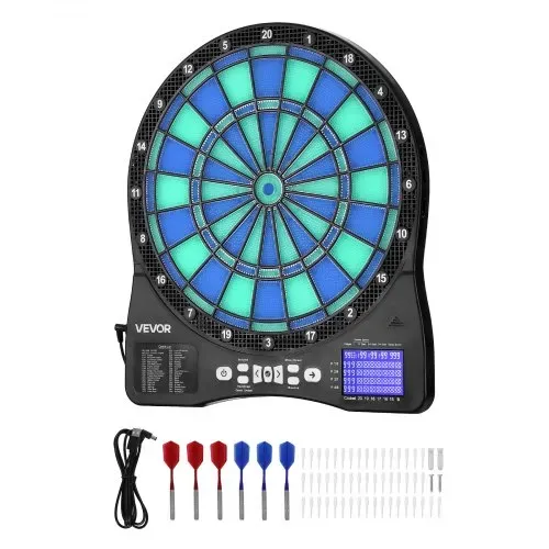 VEVOR Elektronische Dartscheibe, E-Dartboard mit LED-Beleuchtung, 48 Spielen & 500 Variationen, inkl. 6 Dartschäften mit Flights & 50 Ersatz-Pfeilspitzen, LCD mit Cricket-Punktestand, für 8 Spieler – Bild 8