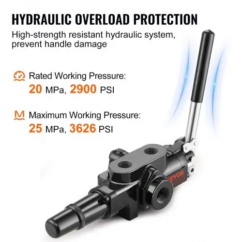 VEVOR Hydraulisches Holzspalterventil, 1 Spule, 25 GPM hydraulisches Wegeventil, 3626 PSI hydraulisches Laderventil, hydraulisches Joystick-Steuerventil für kleine Traktoren, Lader, Holzspalter – Bild 4