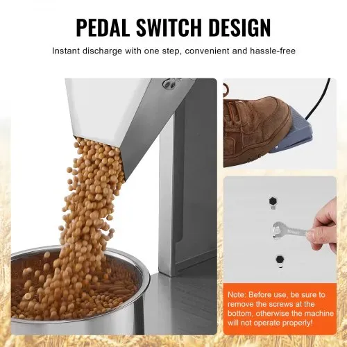 VEVOR Partikelfüllmaschine, 20–5000 g, automatische Füllmaschine mit Fußpedal, Edelstahl-Wiegefüllmaschine, Wiegefüller für Bohnen, Samen, Körner, Tee, Granulatverpackung – Bild 4