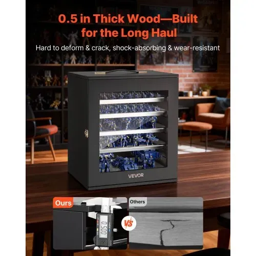 VEVOR Miniatur-Aufbewahrungskoffer für Warhammer, Für Modelle im Maßstab 1:1750-1:2000, Transportkoffer aus Holz mit 5 Ebenen 13 Fächern, Sammlervitrine für Sammlerstücke (Miniaturen nicht enthalten) – Bild 4
