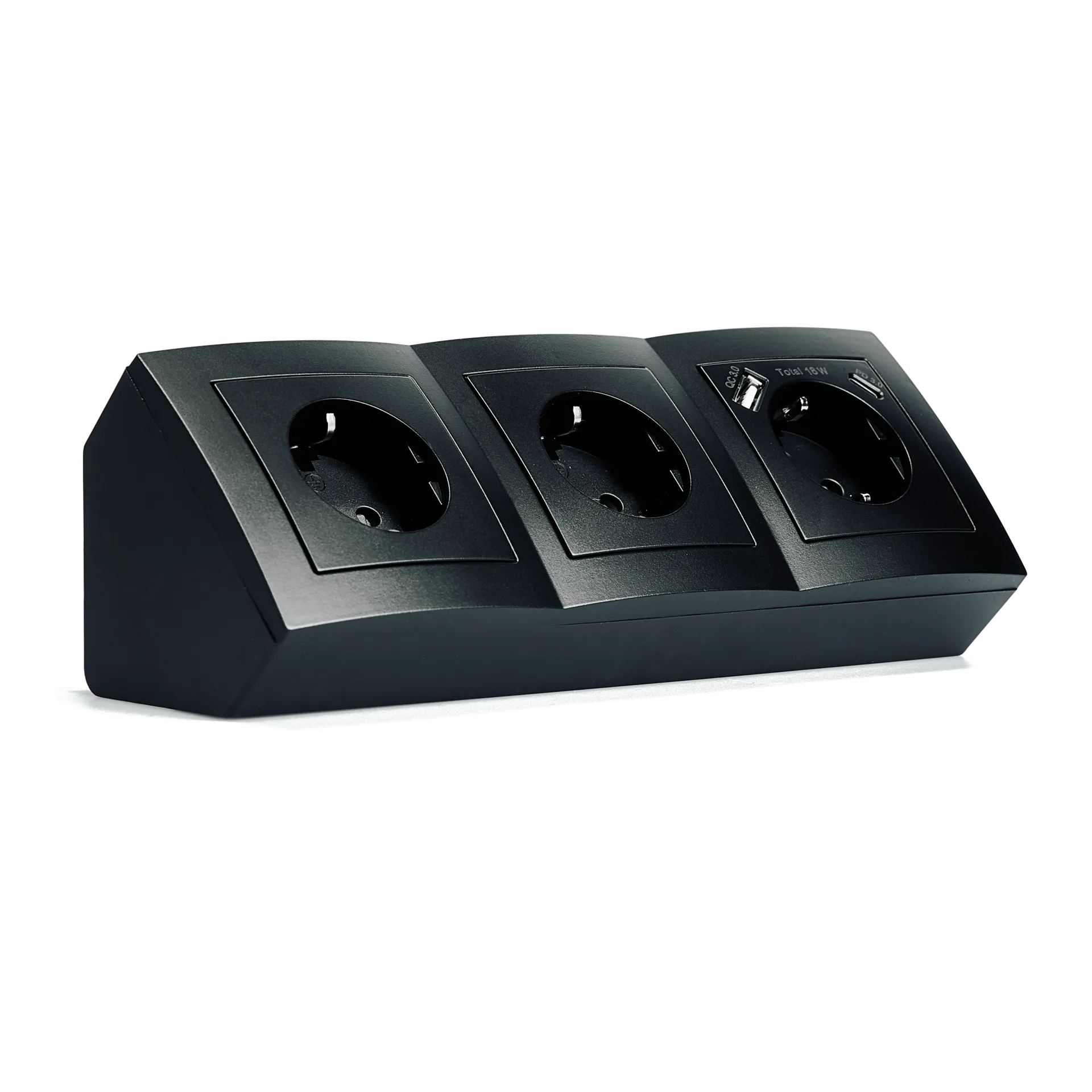 Steckdosenblock McPower “Flair“ matt schwarz, 3-fach Schutzkontakt + USB-C/USB-A Steckdosenblock McPower “Flair“ matt schwarz, 3-fach Schutzkontakt + USB-C/USB-A
