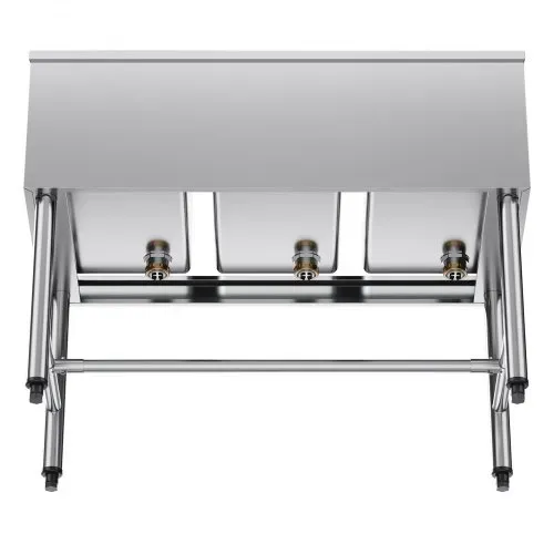 VEVOR Spülbecken mit 3 Becken & Spritzschutz & Effizientem Abfluss, Küchenspüle (978 x 470 x 838 mm), Küchenspüle für Restaurants Imbisswagen Privaten Gebrauch, Edelstahlspüle – Bild 10